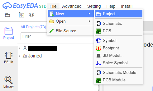 EasyEDA Software - Create a Project