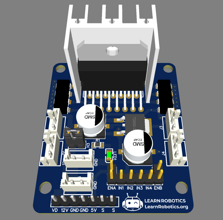 L298N 3D model of circuit board front isometric view