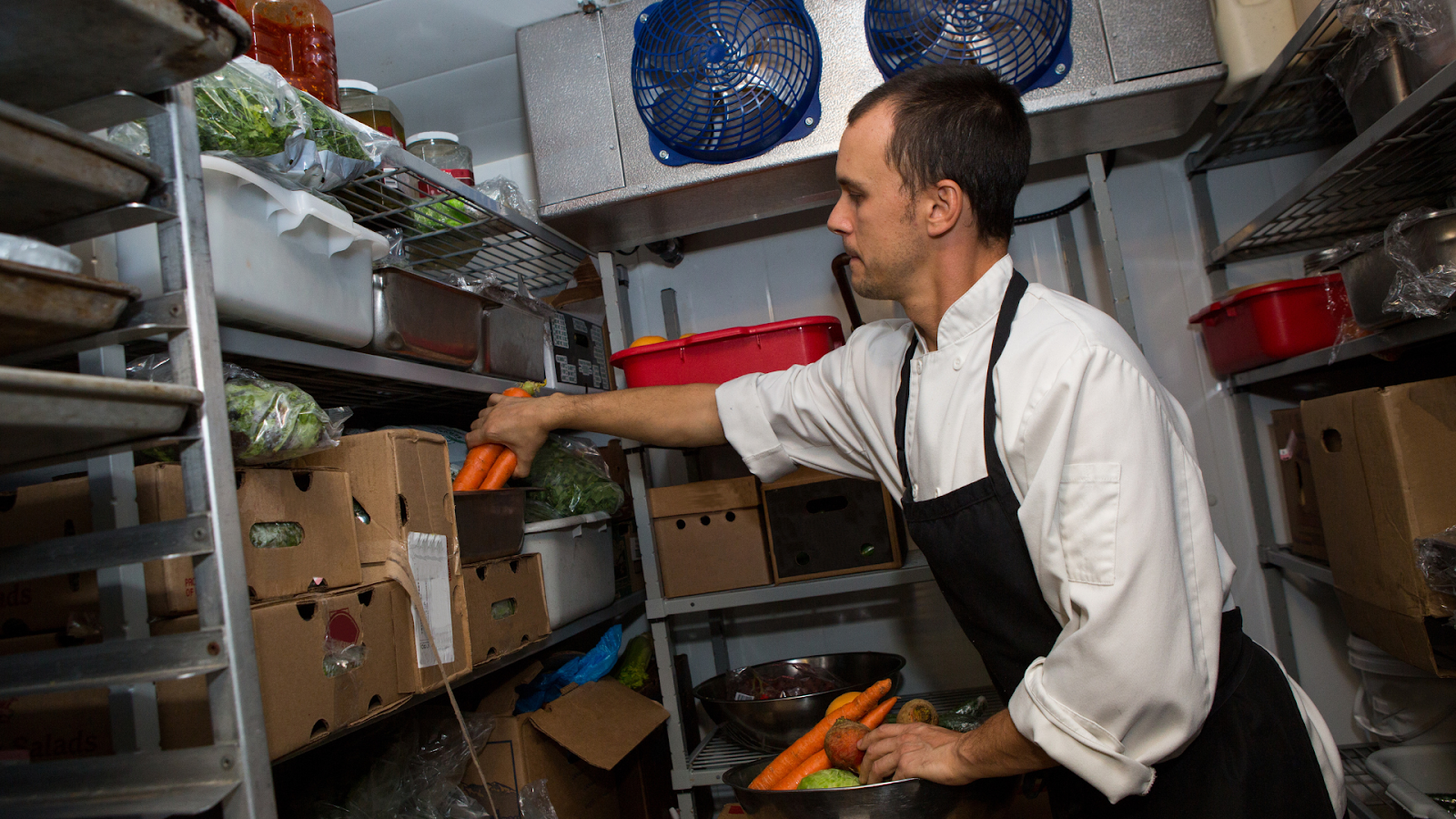 Image shows a restaurant fridge, where sensors can be deployed to detect any defect items.